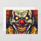 Carte Postale Art clown carnavalesque illustration (Devant / Derrière)