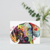 Carte Postale art coloré Dachshund (Debout devant)