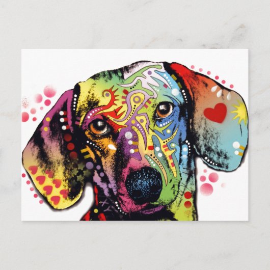 Carte Postale art coloré Dachshund (Devant)
