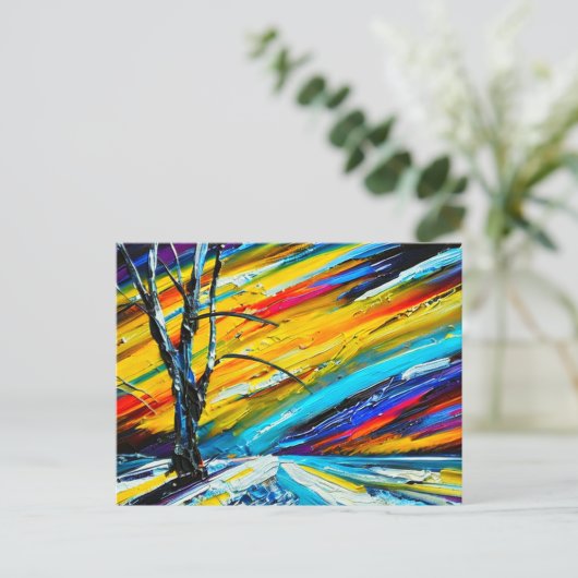 Carte Postale Art coloré : Paysage avec arbre (Debout devant)
