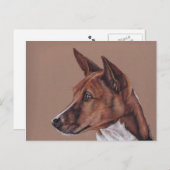 Carte postale Art crayon de couleur Basenji (Devant / Derrière)