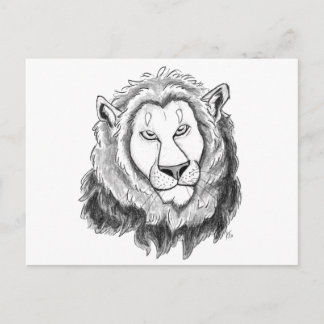 Carte postale Art crayon Lion