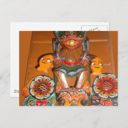 Carte Postale Art Culturel Unique - Design Sri-Lankais/Indonésie (Devant / Derrière)