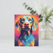 Carte Postale Art Dachshund coloré (Debout devant)