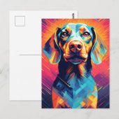 Carte Postale Art Dachshund coloré (Devant / Derrière)