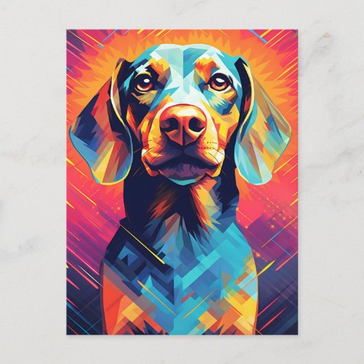 Carte Postale Art Dachshund coloré (Devant)