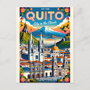 Carte Postale Art d'affiche de voyage rétro Quito Équateur
