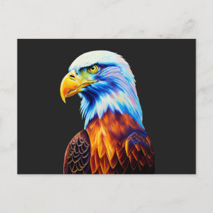 Carte Postale Art d'aigle à tête blanche coloré