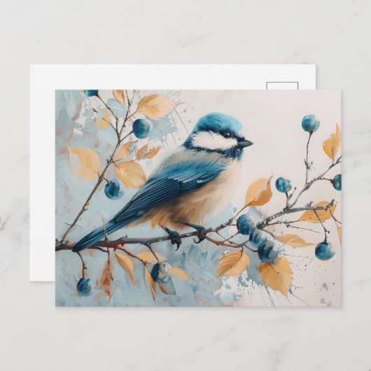 Carte Postale Art d'aquarelle Blue Jay (Devant / Derrière)