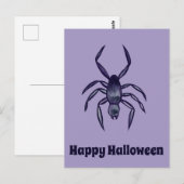 Carte Postale Art d'araignée violette d'Halloween effrayant      (Devant / Derrière)