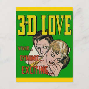 Carte Postale Art de bande dessinée vintage - 3D LOVE