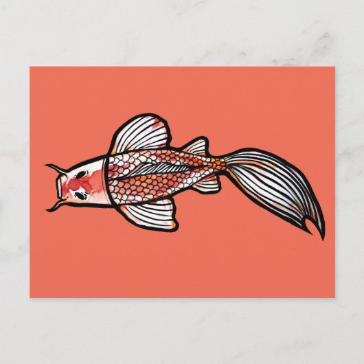 Carte Postale Art de bassin de Koi Kois Conceptions de carpes ca (Devant)