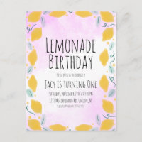 Art de bordure jaune rose d'anniversaire au citron