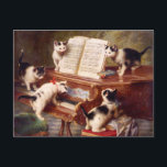 Carte Postale Art de chat : Le considérant du chaton<br><div class="desc">Il s'agit d'une reproduction de qualité de "The Kittens' Considérant",  par le peintre autrichien Carl [Karl] Reichert (1836-1918). Il comprend cinq chatons donnant un "récital de piano". Deux sont au clavier du piano,  un ou plusieurs chatons chantent,  et deux d'entre eux semblent tenir la partition musicale en place.</div>