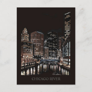 Carte Postale Art de Chicago River Art aléatoire