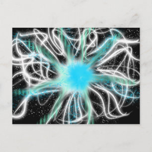 Carte Postale Art de culte Aqua blanc bleu sur noir Oct 2017 ESS