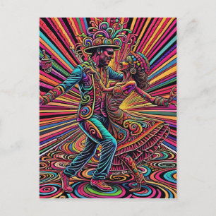Carte Postale Art de danse tango salsa psychédélique