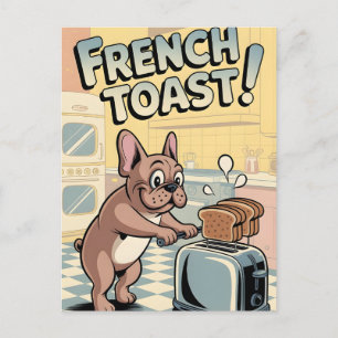 Carte Postale Art de dessin animé de petit-déjeuner de Bouledogu