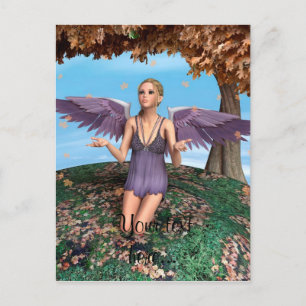 Carte Postale Art de fantaisie d'ange priant violet Automne