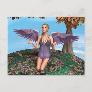 Carte Postale Art de fantaisie d'ange priant violet Automne