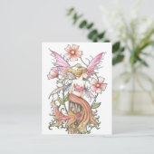 Carte Postale Art de Fée à Fleur Rose (Debout devant)