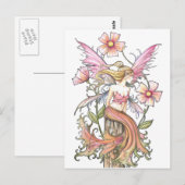 Carte Postale Art de Fée à Fleur Rose (Devant / Derrière)