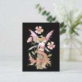 Carte Postale Art de Fée à Fleur Rose (Debout devant)