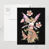 Carte Postale Art de Fée à Fleur Rose (Devant / Derrière)