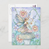 Carte Postale Art de fée de la fleur jolie par Molly Harrison (Devant / Derrière)