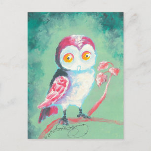 Carte Postale Art de hibou peint aux doigts