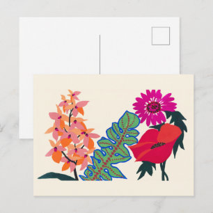 Carte Postale Art de jardin floral bohème maximaliste vibrant