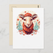 Carte Postale Art de la chèvre de Noël (Devant / Derrière)