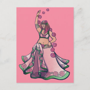 Carte Postale Art de la déesse danseuse du ventre Taureau Zodiaq