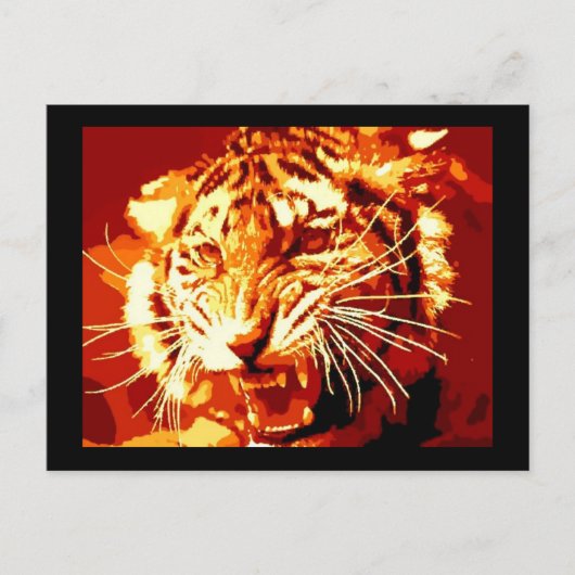 Carte Postale Art de la pop tigre sauvage (Devant)
