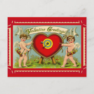 Carte Postale Art de la Saint-Valentin vintage cupidon
