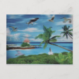 Carte Postale Art de la scène de plage tropicale