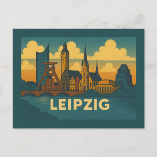 Carte Postale Art de la ville de Leipzig en Allemagne
