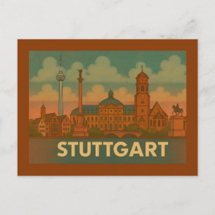 Carte Postale Art de la ville de Stuttgart en Allemagne