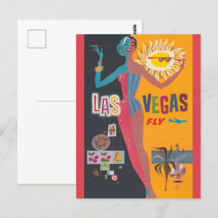 Carte Postale Art de l'affiche de voyage de jeu à Las Vegas vint