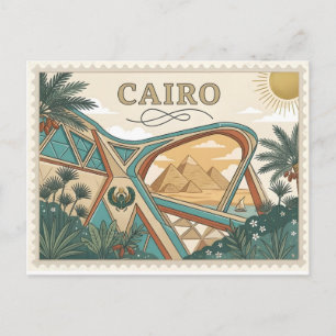 Carte Postale Art de l'affiche de voyage du Caire Égypte vintage