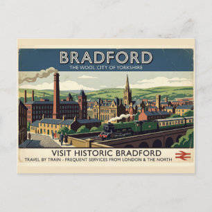 Carte Postale Art de l'affiche de voyage rétro de Bradford Yorks