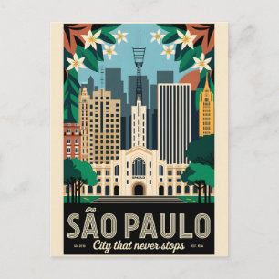 Carte Postale Art de l'affiche de voyage rétro de São Paulo Brés