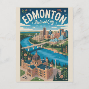 Carte Postale Art de l'affiche de voyage rétro d'Edmonton Canada