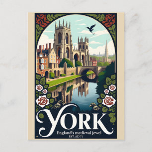 Carte Postale Art de l'affiche de voyage rétro York Angleterre