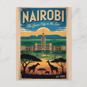 Carte Postale Art de l'affiche rétro de voyage à Nairobi Kenya