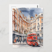 Carte Postale Art de l'aquarelle à Londres (Devant / Derrière)