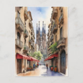 Carte Postale Art de l'aquarelle de Barcelone (Devant)