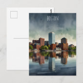 Carte Postale Art de l'aquarelle de Boston (Devant / Derrière)
