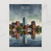 Carte Postale Art de l'aquarelle de Boston (Devant)