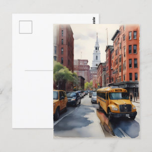 Carte Postale Art de l'aquarelle de Boston